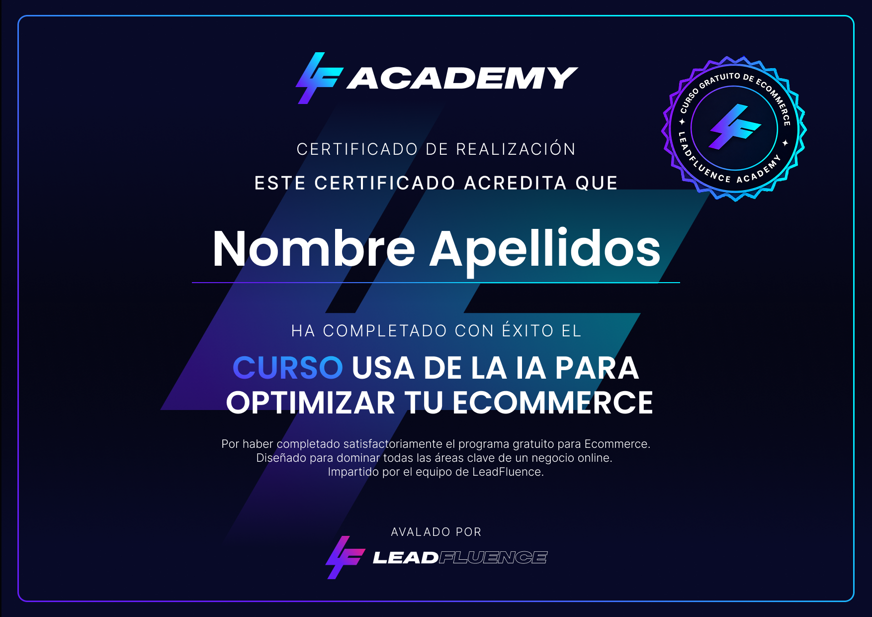 Certificado del directo de IA para ecommerce