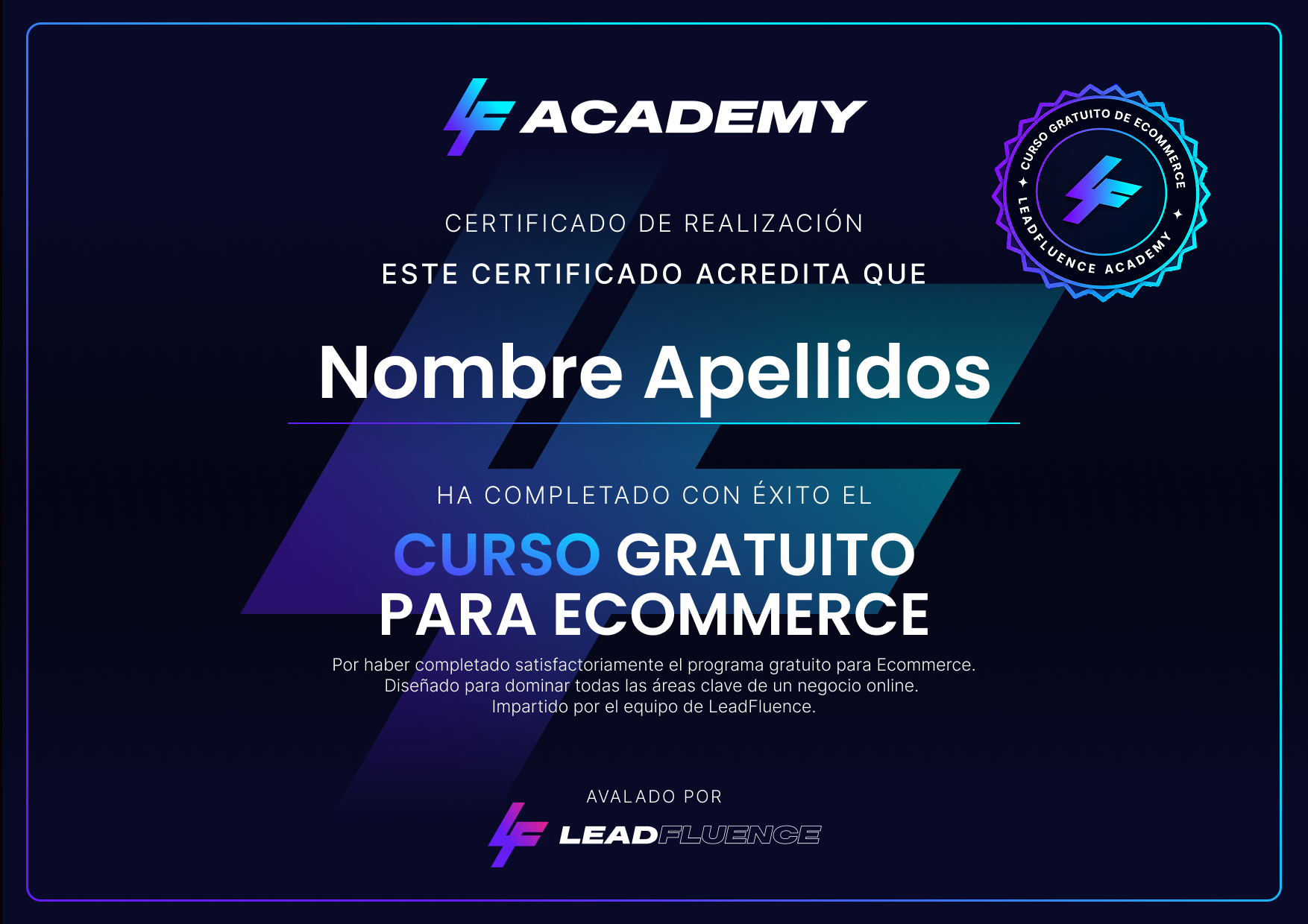 Certificado de la Formación Gratuita de Ecommerce