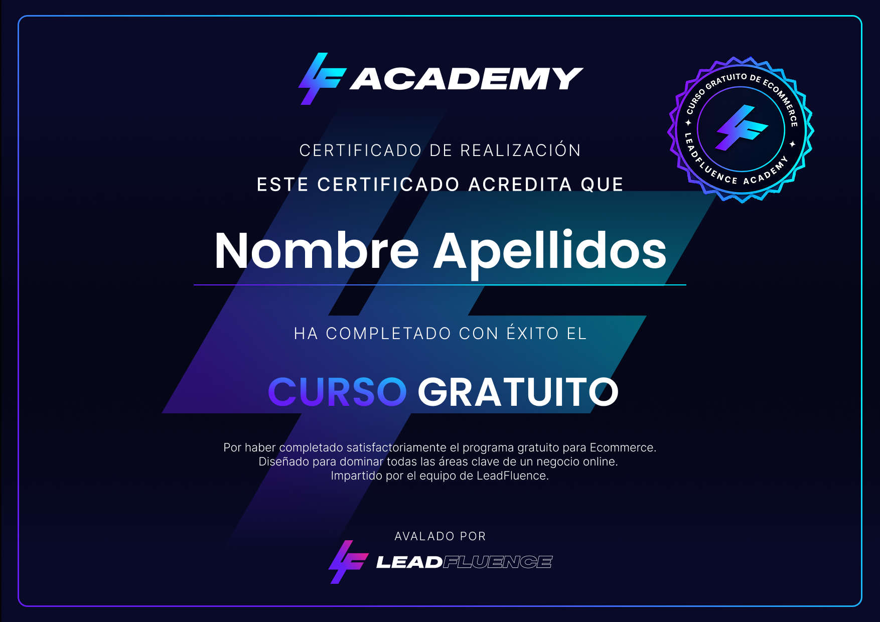 Certificado de los cursos gratuitos de LF Academy