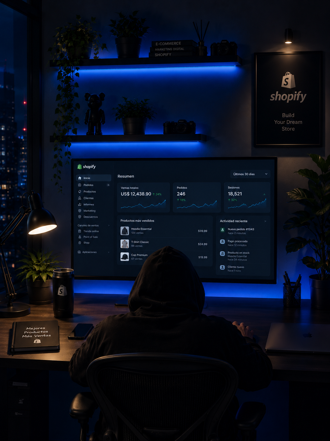 Profesional gestionando una tienda Shopify